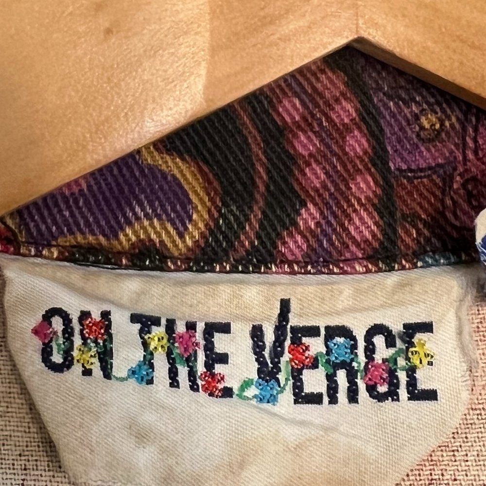 Vintage ON THE VERGE Women's Blazer Over Size Jacket Size M Pocket Denim Print - Picture 5 of 10